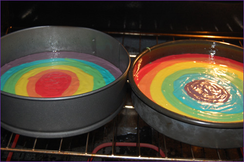 Rainbow Cake in the Oven