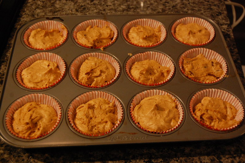 Scoop the mixture into a greased or lined muffin tin.