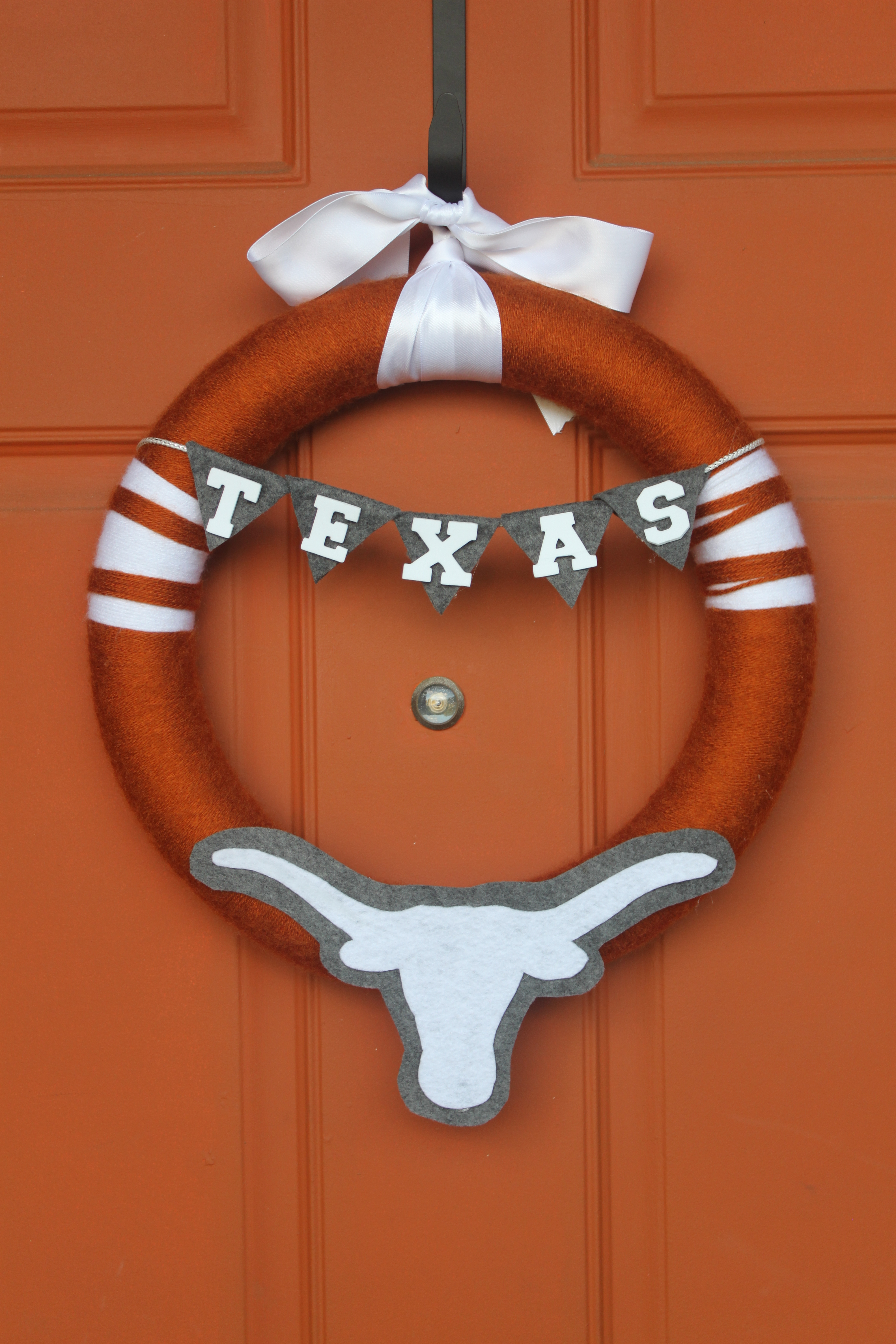 Texas Longhorn Yarn & Felt Football Wreath