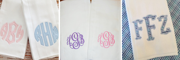Monogrammed Burp Cloth Inspiration for Machine Embroidery