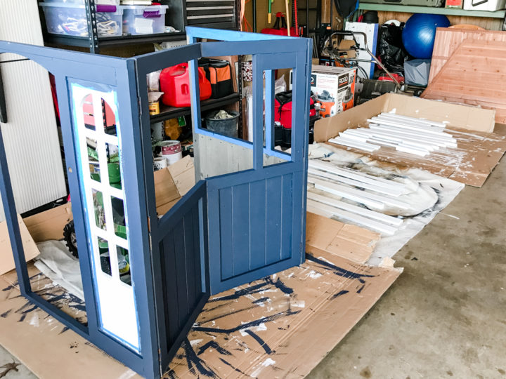 Playhouse painted with the parts organized by color