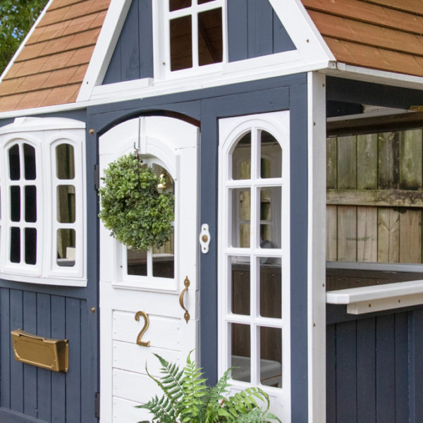 KidKraft Navy Blue and White Outdoor Playhouse Makeover